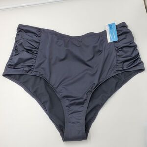 New Cleanwater Plus Size 24W High Waisted Swim Bottoms 3X Swimsuit Black